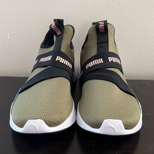 Athletic puma shoes.